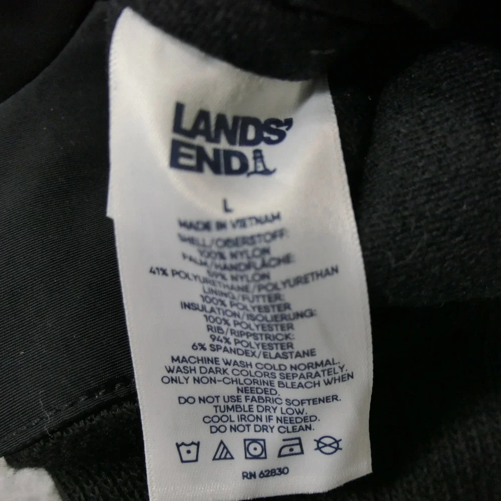 Lands End Women Squall Winter Gloves L Black EZ Touch Gorpcore Outdoor Insulated